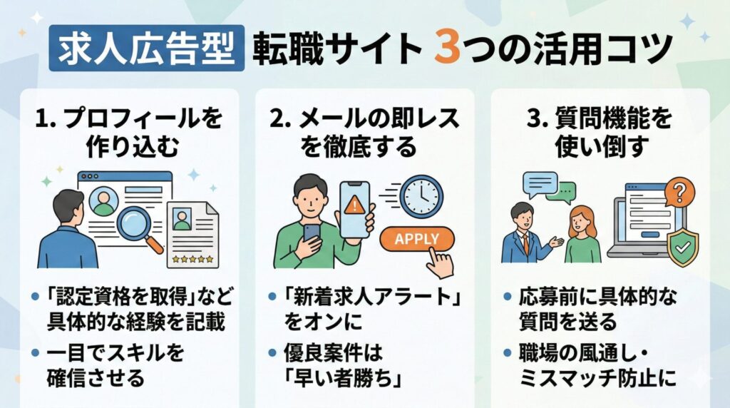 求人広告型の転職サイトを活用するコツ